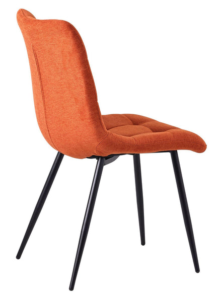 Elba Dining Chairs in Orange Colour Fabric and Black Metal Legs