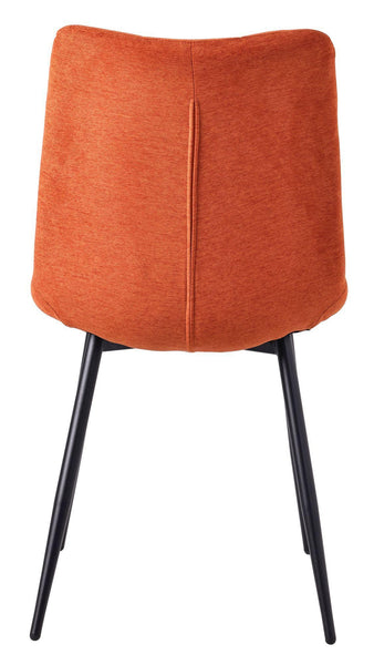 Elba Dining Chairs in Orange Colour Fabric and Black Metal Legs