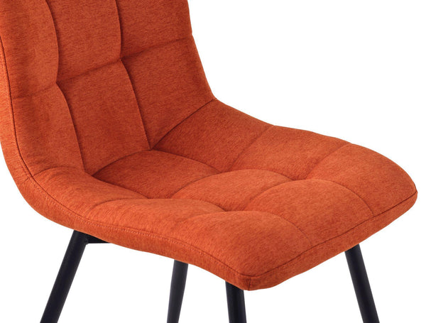 Elba Dining Chairs in Orange Colour Fabric and Black Metal Legs