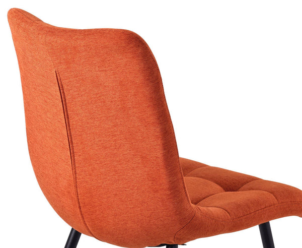 Elba Dining Chairs in Orange Colour Fabric and Black Metal Legs
