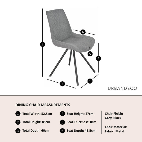 Elliot Grey Fabric Swivel Dining Chair with Black Legs