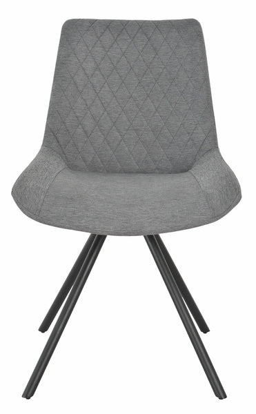 Elliot Grey Fabric Swivel Dining Chair with Black Legs