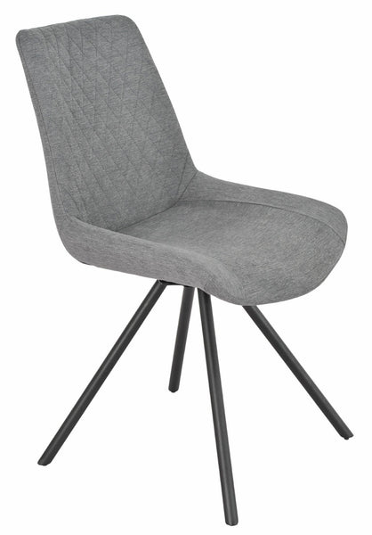 Elliot Grey Fabric Swivel Dining Chair with Black Legs