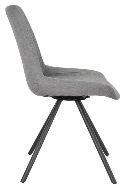 Elliot Grey Fabric Swivel Dining Chair with Black Legs