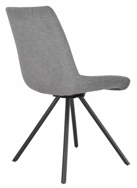 Elliot Grey Fabric Swivel Dining Chair with Black Legs