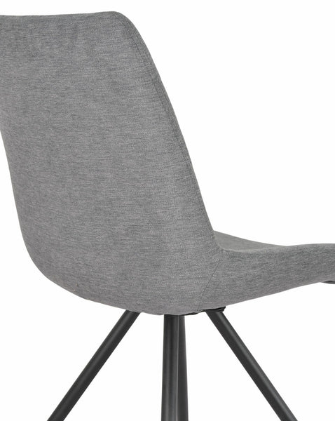 Elliot Grey Fabric Swivel Dining Chair with Black Legs