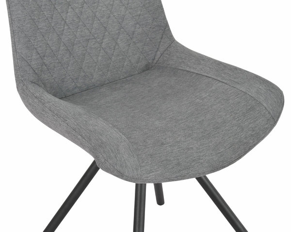 Elliot Grey Fabric Swivel Dining Chair with Black Legs