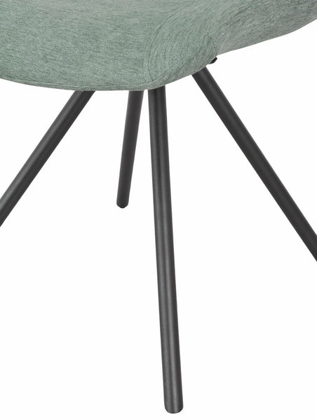 Elliot Green Fabric Swivel Dining Chair with Black Legs