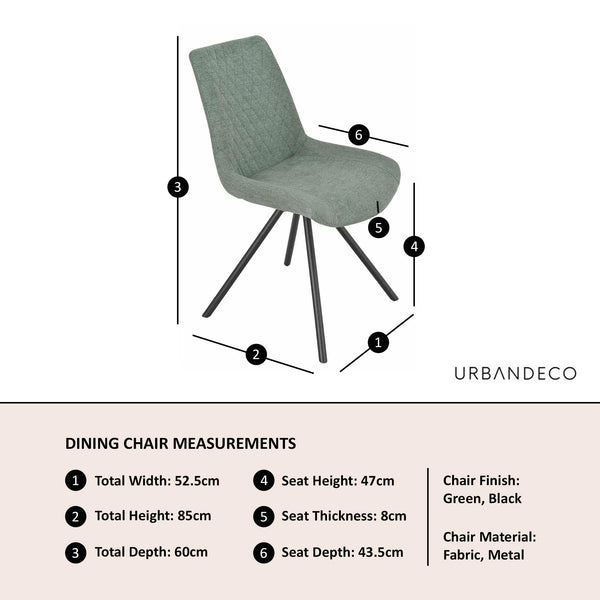 Elliot Green Fabric Swivel Dining Chair with Black Legs