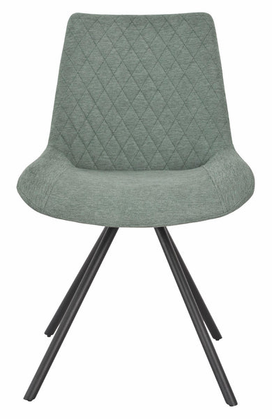 Elliot Green Fabric Swivel Dining Chair with Black Legs