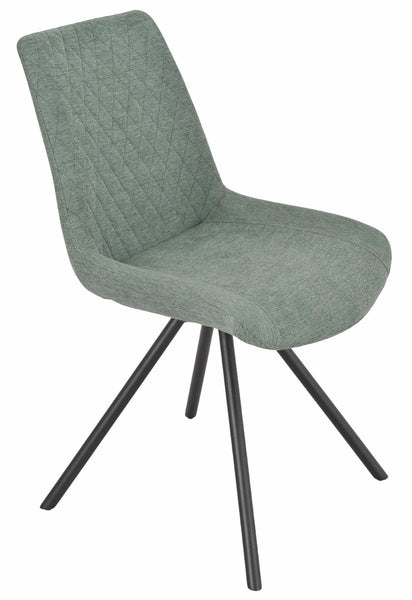 Elliot Green Fabric Swivel Dining Chair with Black Legs