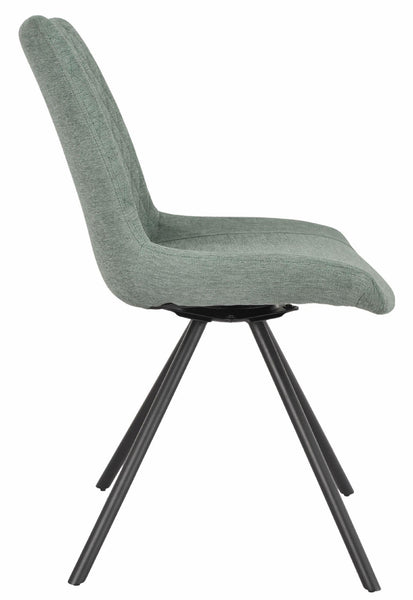 Elliot Green Fabric Swivel Dining Chair with Black Legs