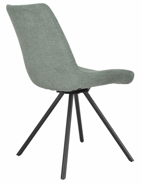 Elliot Green Fabric Swivel Dining Chair with Black Legs