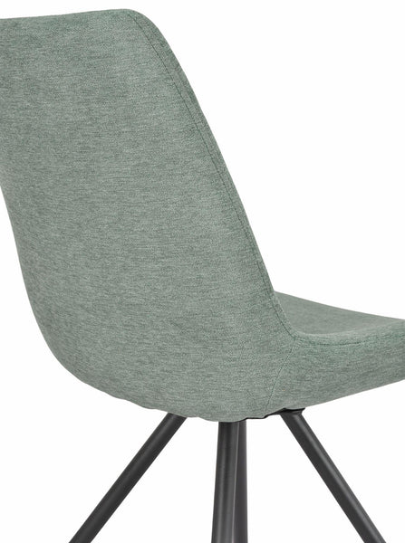 Elliot Green Fabric Swivel Dining Chair with Black Legs