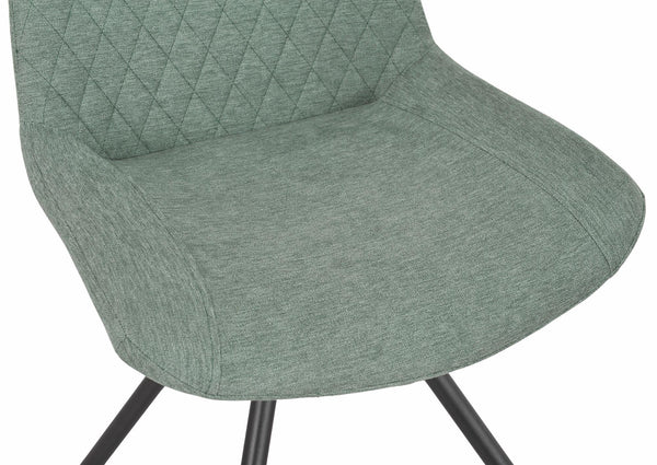 Elliot Green Fabric Swivel Dining Chair with Black Legs