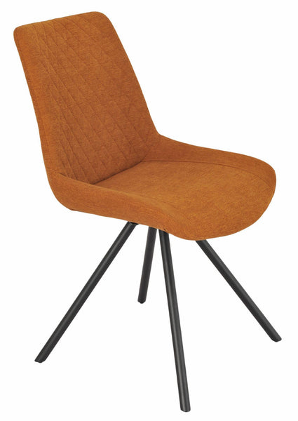 Elliot Orange Fabric Swivel Dining Chair with Black Legs