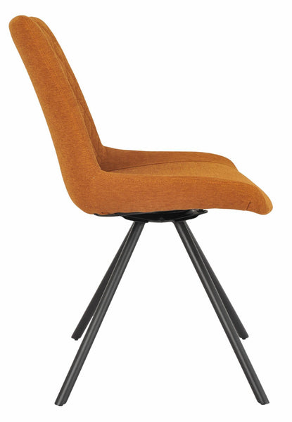 Elliot Orange Fabric Swivel Dining Chair with Black Legs