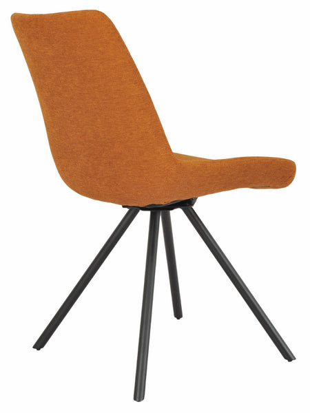 Elliot Orange Fabric Swivel Dining Chair with Black Legs