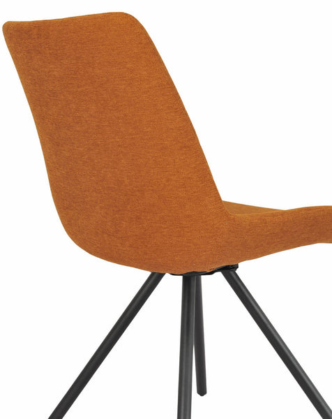 Elliot Orange Fabric Swivel Dining Chair with Black Legs