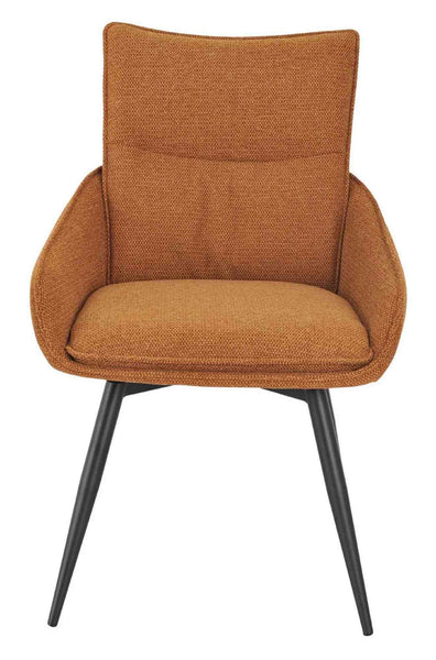 Flavio Orange Fabric Swivel Dining Chair with Black Legs