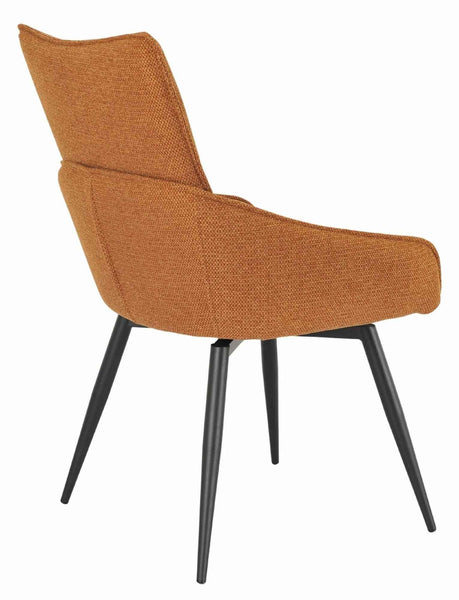Flavio Orange Fabric Swivel Dining Chair with Black Legs