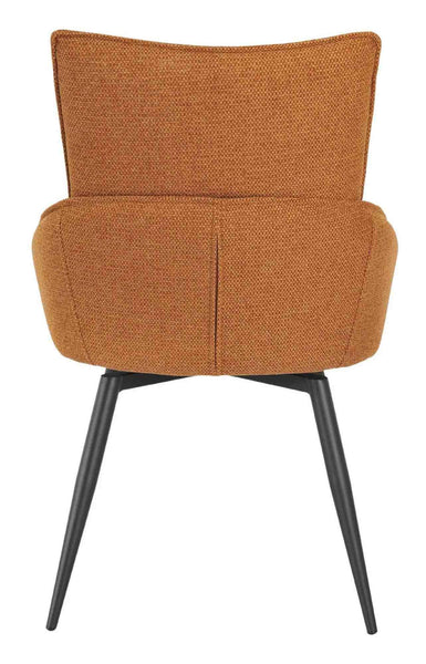 Flavio Orange Fabric Swivel Dining Chair with Black Legs