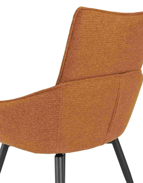Flavio Orange Fabric Swivel Dining Chair with Black Legs