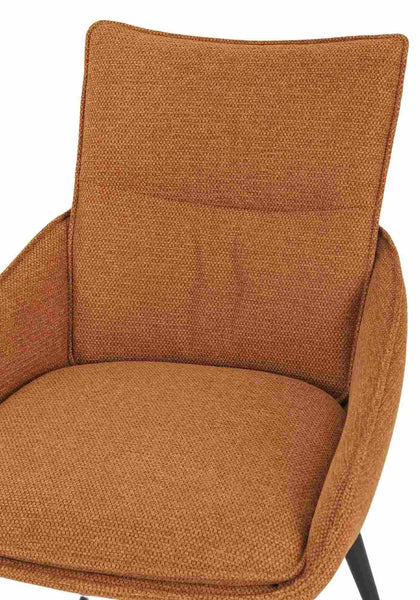 Flavio Orange Fabric Swivel Dining Chair with Black Legs