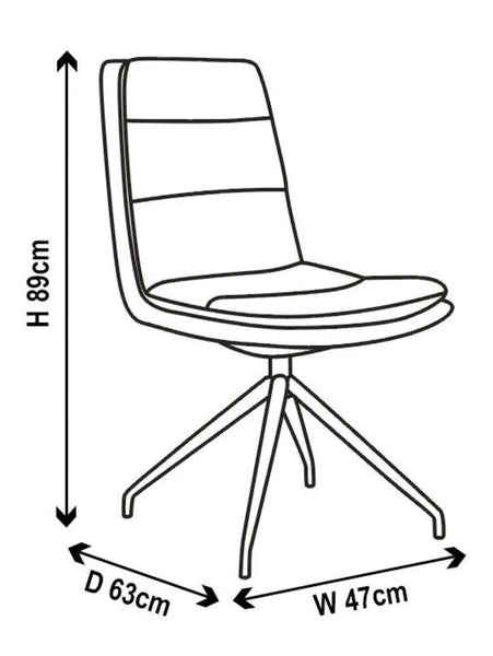 Hadley Beige Leather Swivel Dining Chair with Black Legs