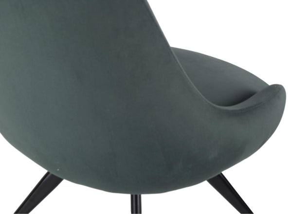 Harbo Green Velvet Fabric Swivel Dining Chair with Black Legs