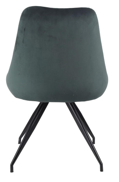 Harbo Green Velvet Fabric Swivel Dining Chair with Black Legs