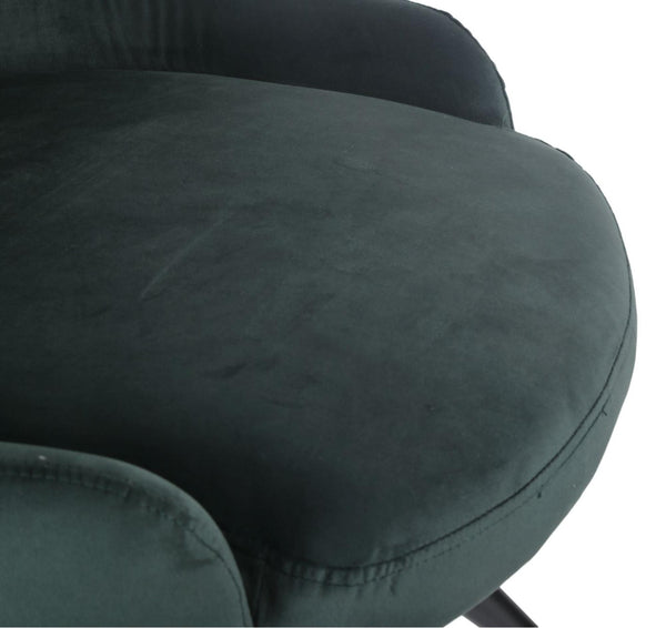 Harbo Green Velvet Fabric Swivel Dining Chair with Black Legs
