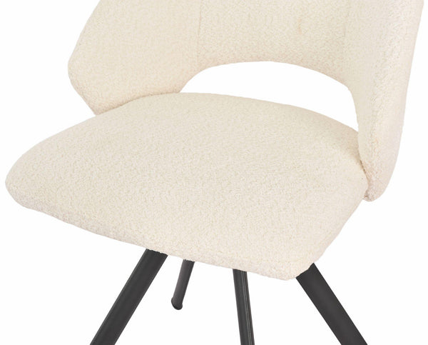 Juno Cream Fabric Swivel Dining Chair with Black Legs