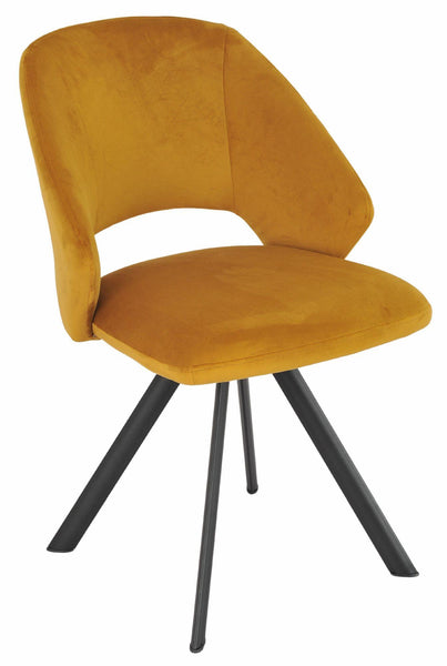 Juno Mustard Fabric Swivel Dining Chair with Black Legs