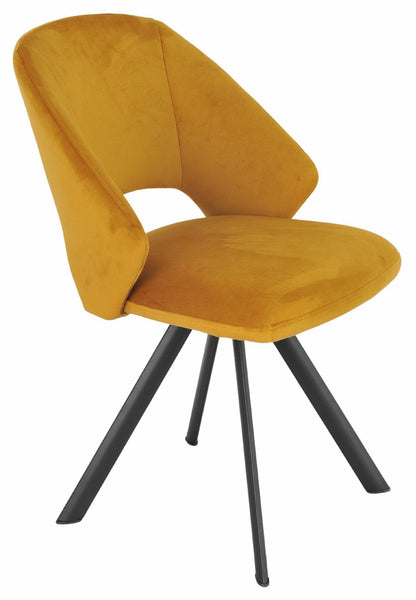 Juno Mustard Fabric Swivel Dining Chair with Black Legs