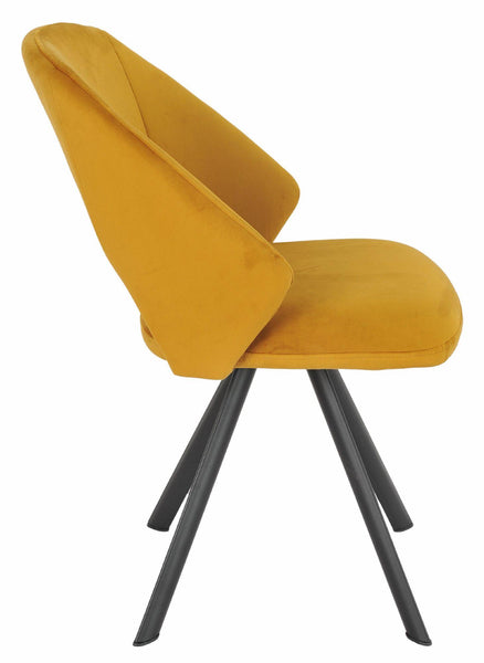 Juno Mustard Fabric Swivel Dining Chair with Black Legs