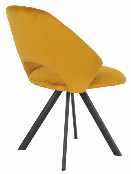 Juno Mustard Fabric Swivel Dining Chair with Black Legs