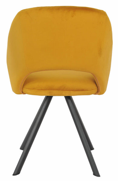 Juno Mustard Fabric Swivel Dining Chair with Black Legs