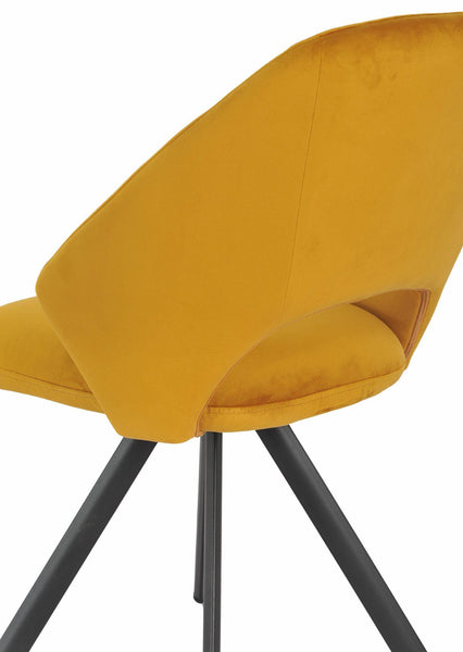 Juno Mustard Fabric Swivel Dining Chair with Black Legs