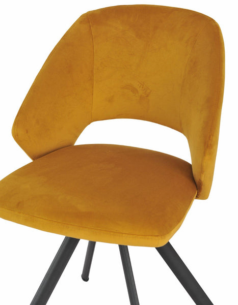 Juno Mustard Fabric Swivel Dining Chair with Black Legs