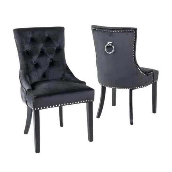 Monte Black KnockerBack Velvet Fabric Dining Chair with Black Legs