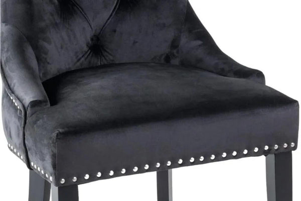 Monte Black KnockerBack Velvet Fabric Dining Chair with Black Legs