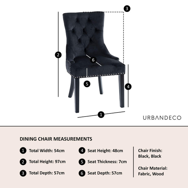 Monte Black KnockerBack Velvet Fabric Dining Chair with Black Legs