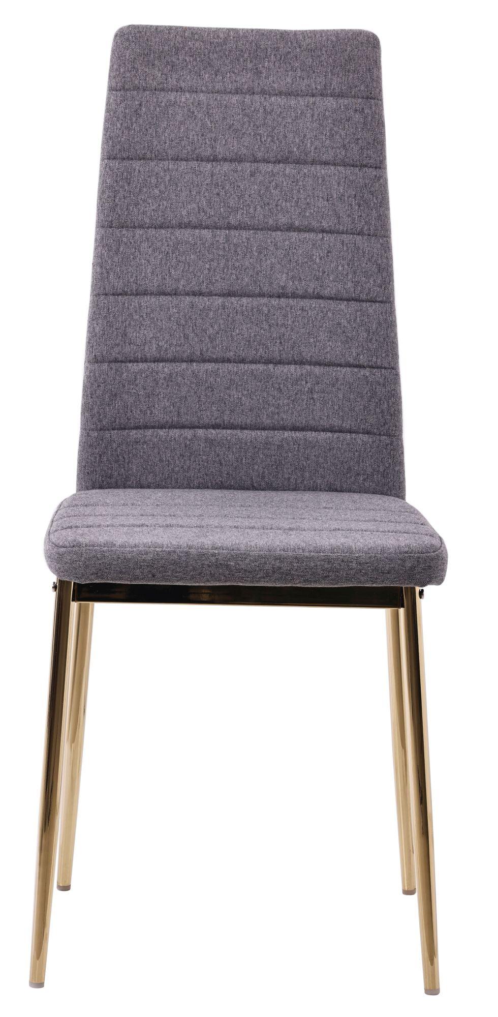 Nero Dining Chair in Dark Grey Colour Fabric with Gold Legs