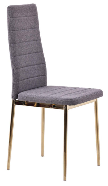 Nero Dining Chair in Dark Grey Colour Fabric with Gold Legs