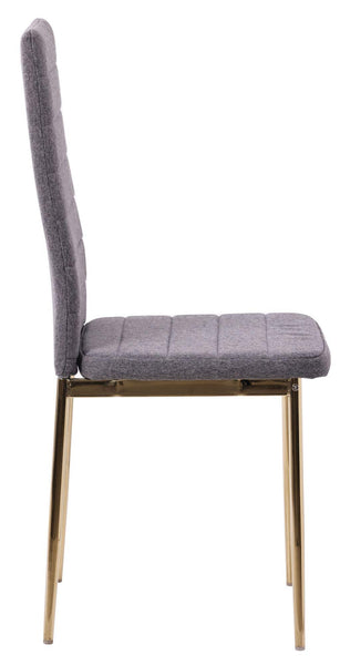 Nero Dining Chair in Dark Grey Colour Fabric with Gold Legs
