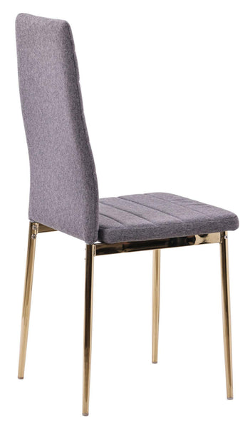 Nero Dining Chair in Dark Grey Colour Fabric with Gold Legs