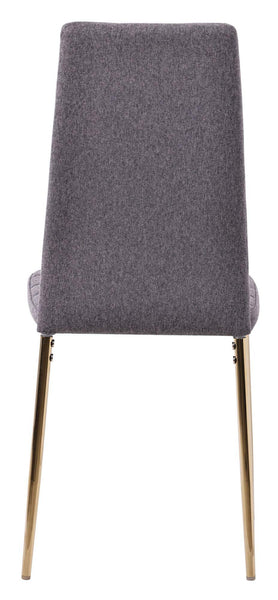 Nero Dining Chair in Dark Grey Colour Fabric with Gold Legs