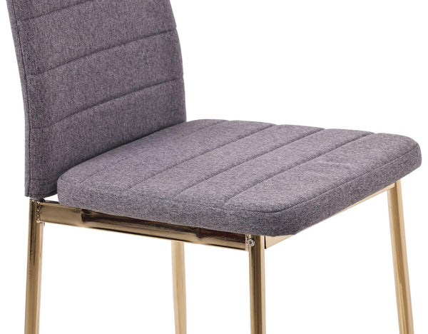 Nero Dining Chair in Dark Grey Colour Fabric with Gold Legs