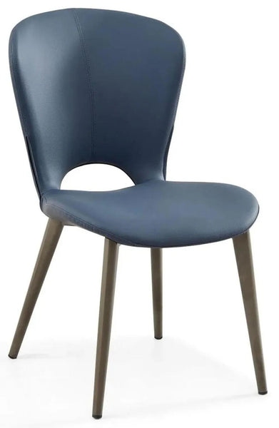 Rialto Blue Leather Dining Chair - Black Legs